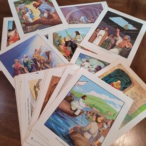 Vintage Scripture Press Bible Story art work illustrations.